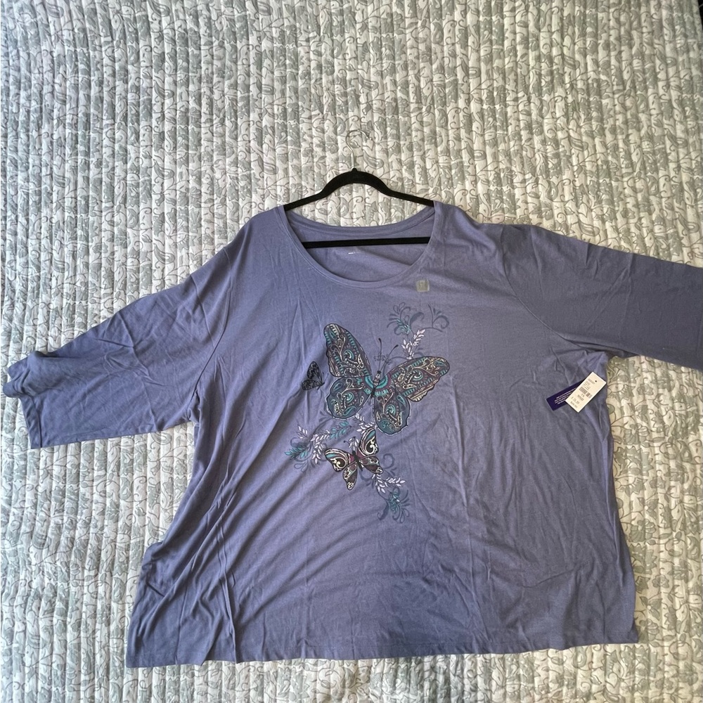 Catherines Purple Graphic Boxy Long Sleeve Tee
